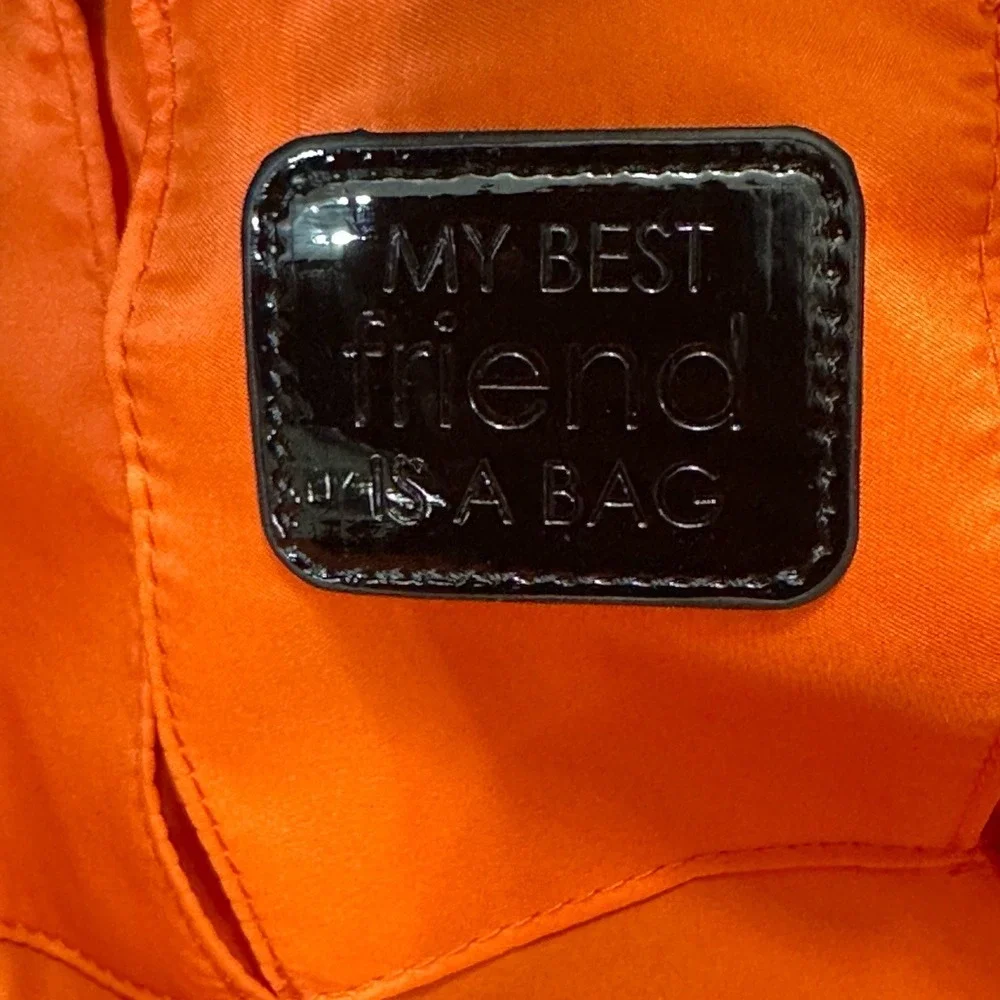 MY BEST FRIEND IS A BAG Black Patent Faux Snakeskin Laptop Computer Tote Satchel